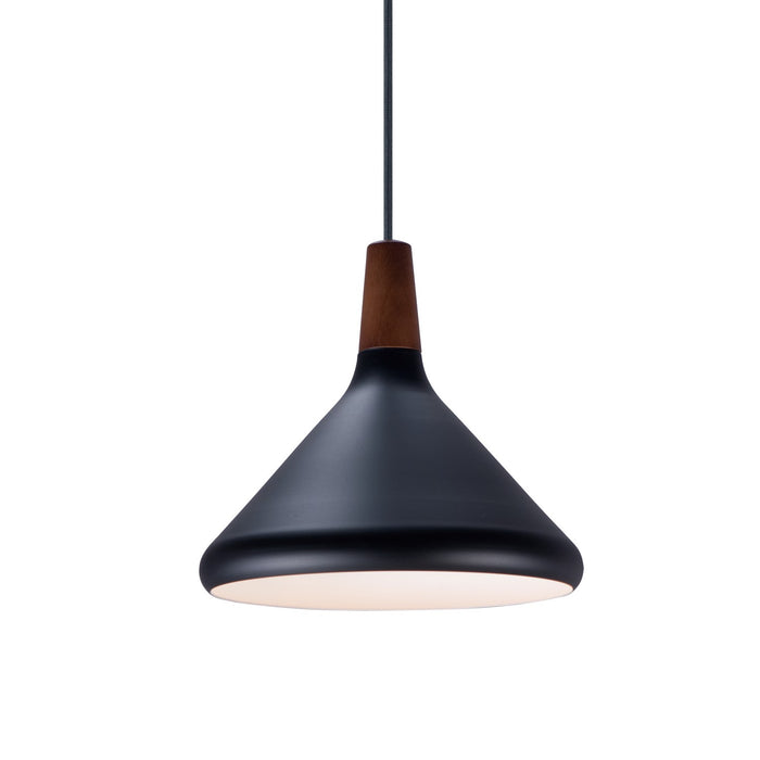 Maxim 11350WNBK One Light Pendant, Walnut / Black