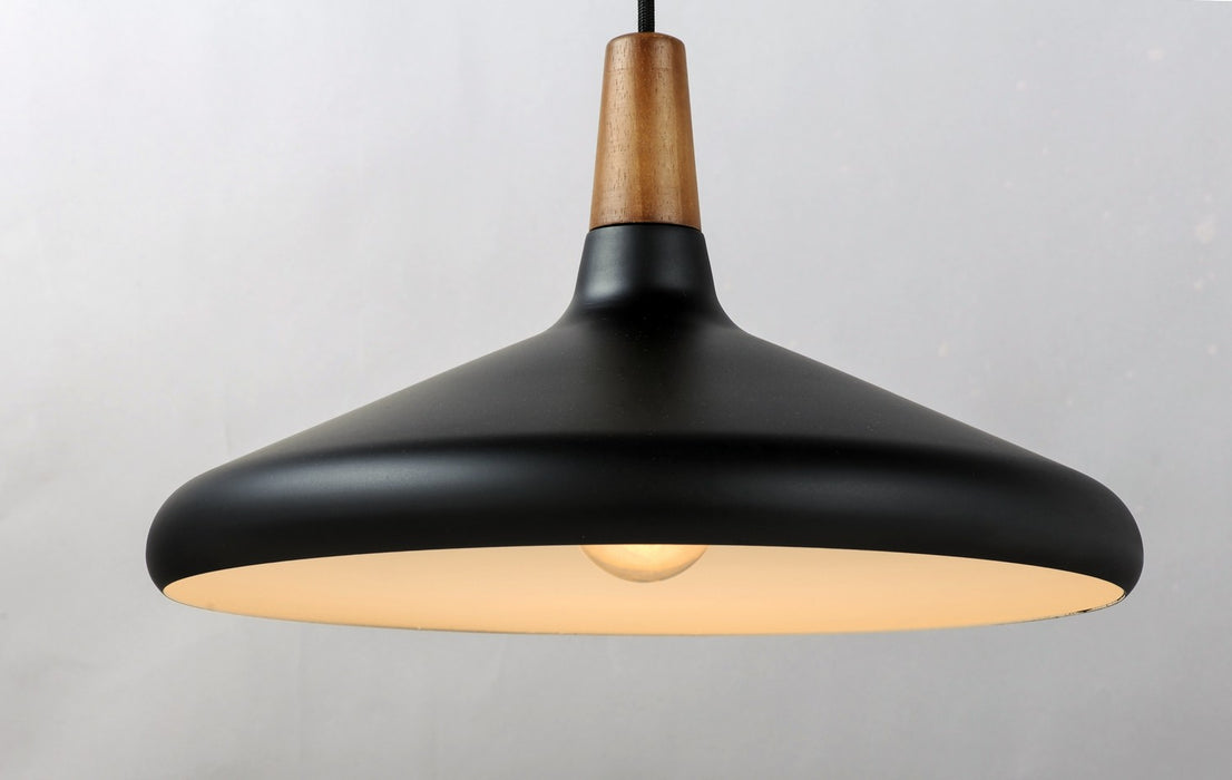 Maxim 11354WNBK One Light Pendant, Walnut / Black