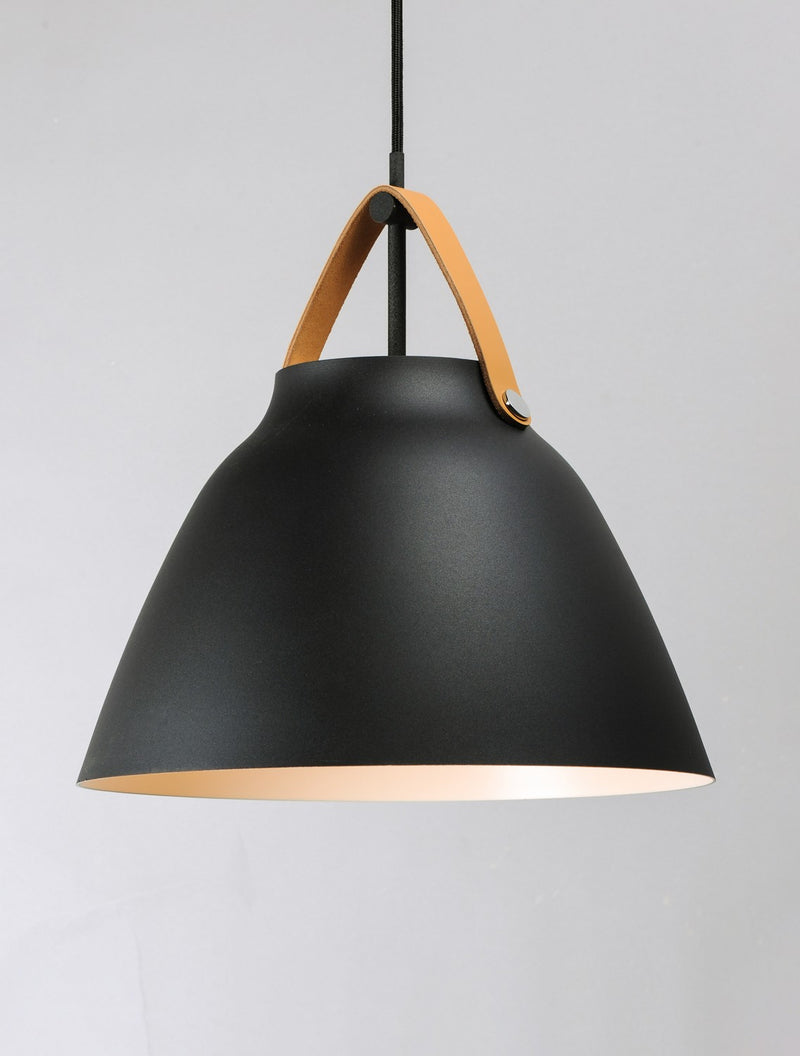 Maxim 11356TNBK One Light Pendant, Tan Leather / Black