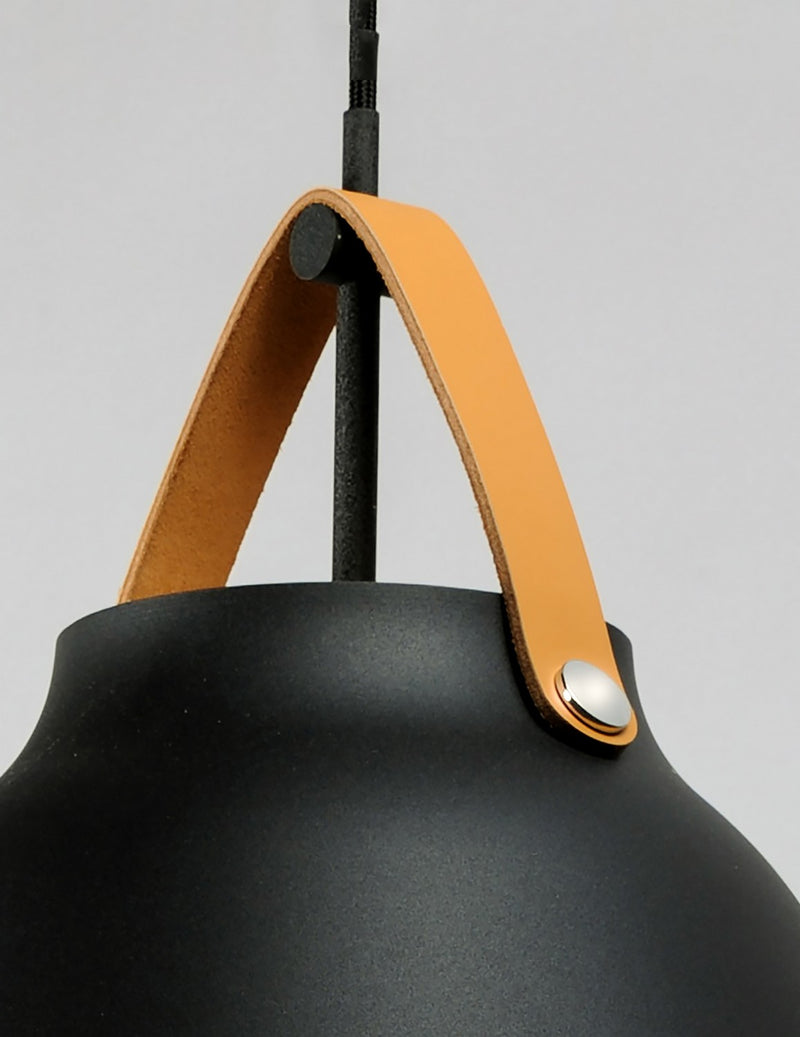 Maxim 11356TNBK One Light Pendant, Tan Leather / Black