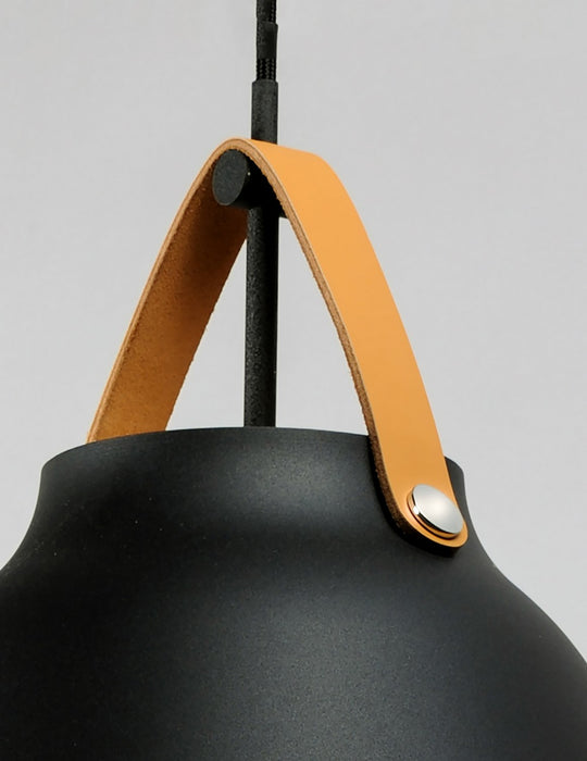 Maxim 11356TNBK One Light Pendant, Tan Leather / Black