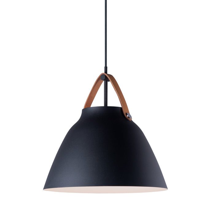 Maxim 11356TNBK One Light Pendant, Tan Leather / Black
