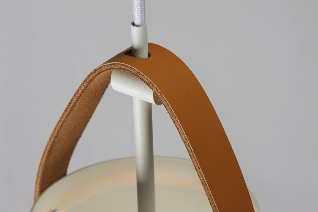 Maxim 11356TNWT One Light Pendant, Tan Leather / White