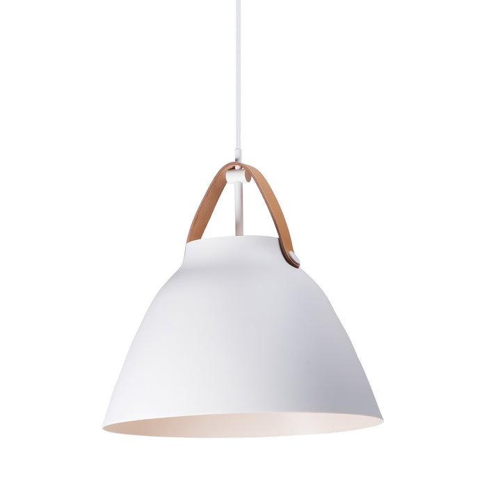 Maxim 11356TNWT One Light Pendant, Tan Leather / White