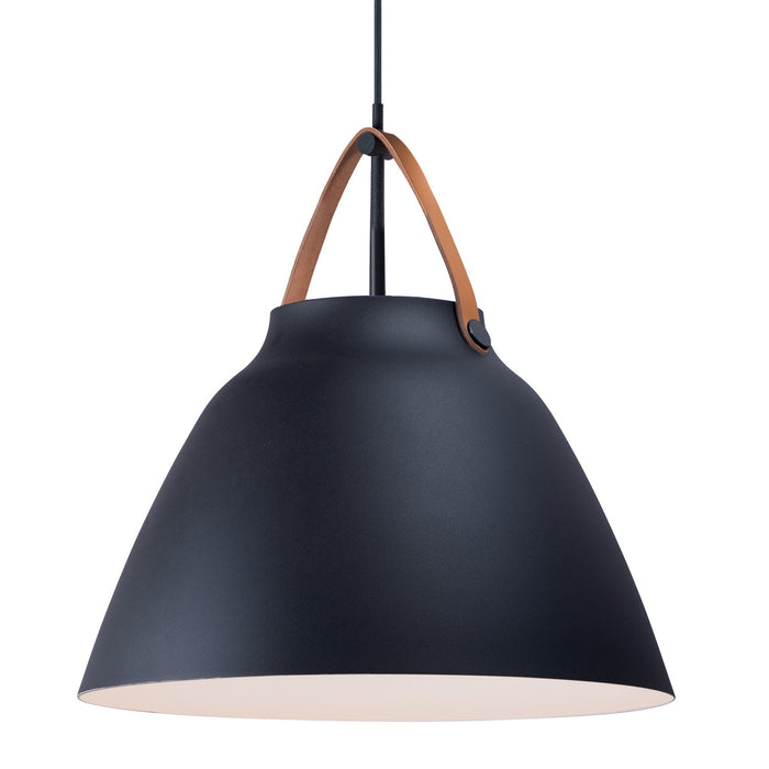 Maxim 11358TNBK One Light Pendant, Tan Leather / Black