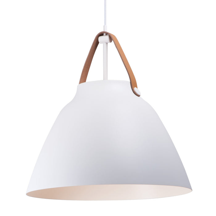 Maxim 11358TNWT One Light Pendant, Tan Leather / White