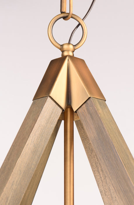 Maxim 12254WOAB Four Light Pendant, Weathered Oak / Antique Brass