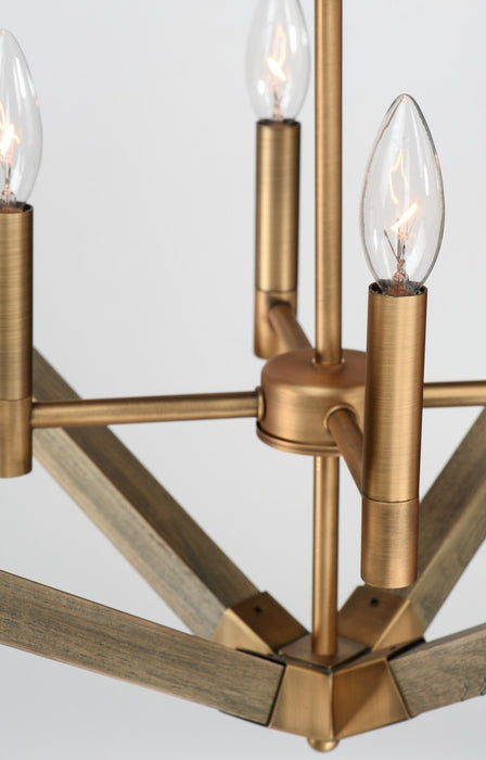 Maxim 12254WOAB Four Light Pendant, Weathered Oak / Antique Brass