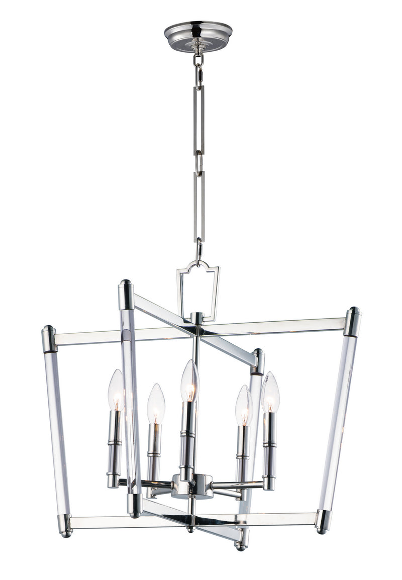 Maxim 16103CLPN Five Light Chandelier, Polished Nickel
