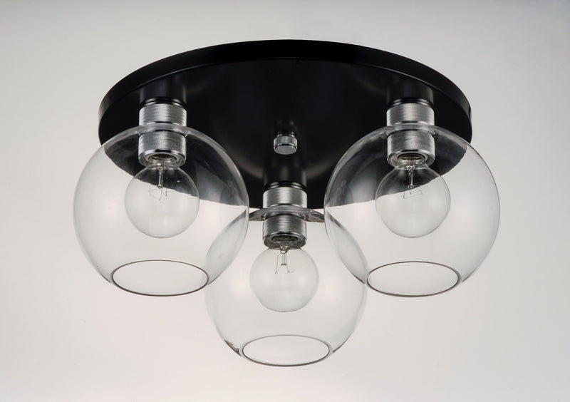 Maxim 21610CLBKAL Three Light Flush Mount, Black / Brushed Aluminum