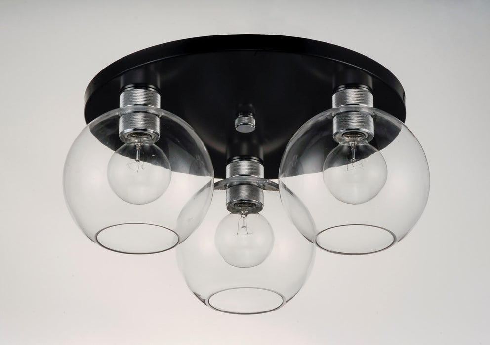 Maxim 21610CLBKAL Three Light Flush Mount, Black / Brushed Aluminum