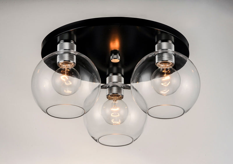 Maxim 21610CLBKAL Three Light Flush Mount, Black / Brushed Aluminum