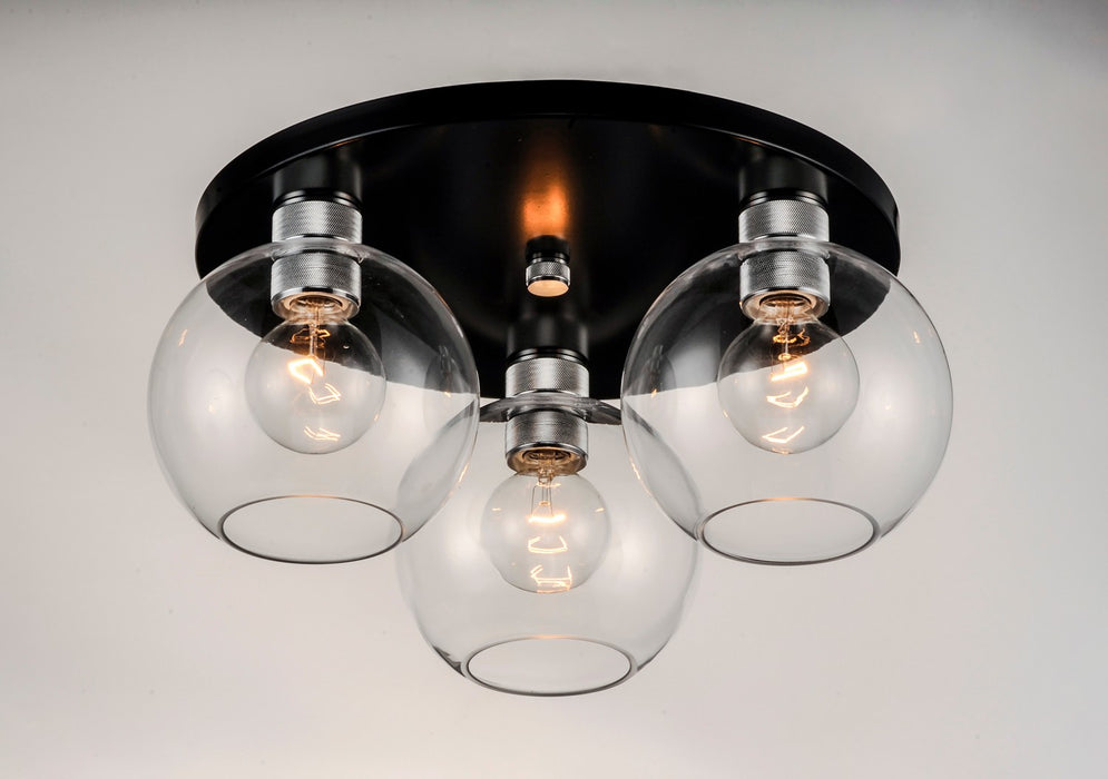 Maxim 21610CLBKAL Three Light Flush Mount, Black / Brushed Aluminum