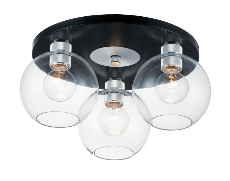 Maxim 21610CLBKAL Three Light Flush Mount, Black / Brushed Aluminum