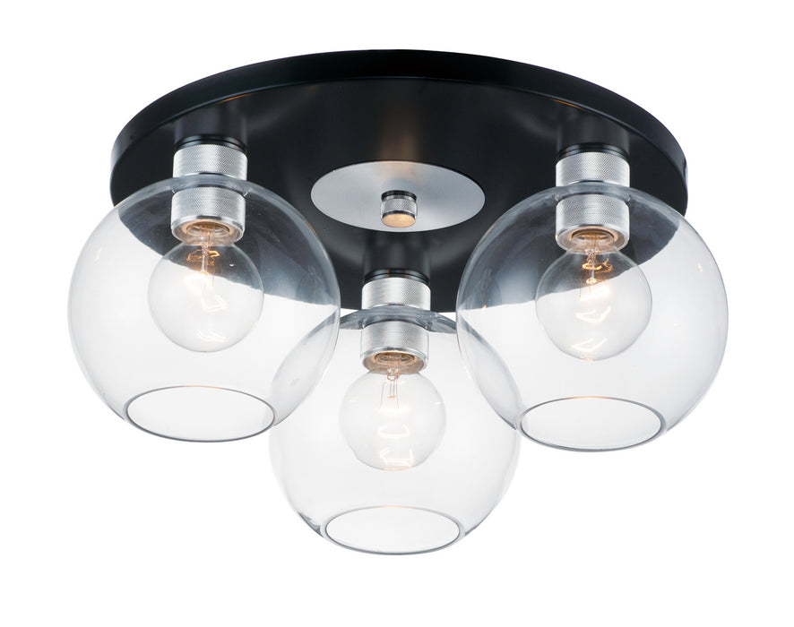 Maxim 21610CLBKAL Three Light Flush Mount, Black / Brushed Aluminum
