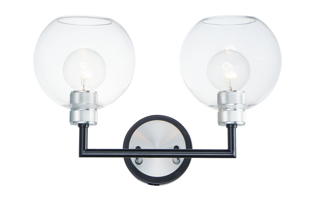 Maxim 21612CLBKAL Two Light Wall Sconce, Black / Brushed Aluminum