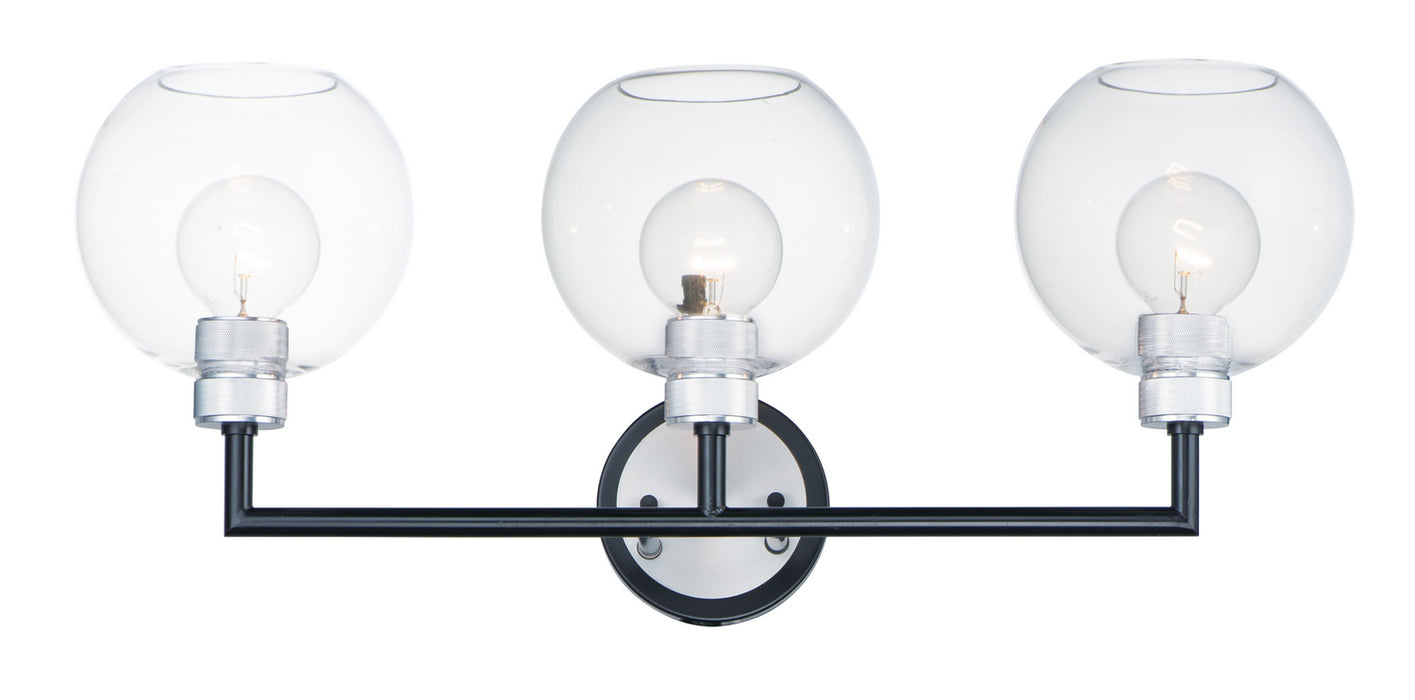 Maxim 21613CLBKAL Three Light Wall Sconce, Black / Brushed Aluminum
