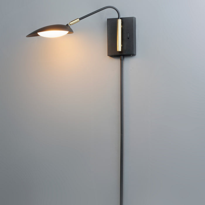 Maxim 21691BKSBR LED Wall Sconce, Black / Satin Brass
