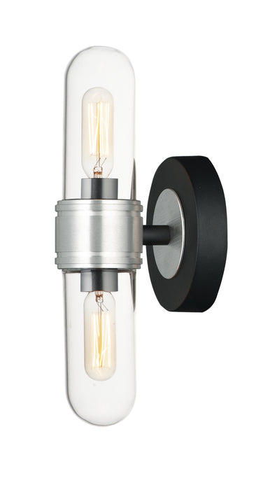 Maxim 21702CLBKAL Two Light Wall Sconce, Black / Brushed Aluminum