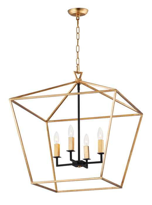 Maxim 25155GLTXB Four Light Chandelier, Gold Leaf / Textured Black