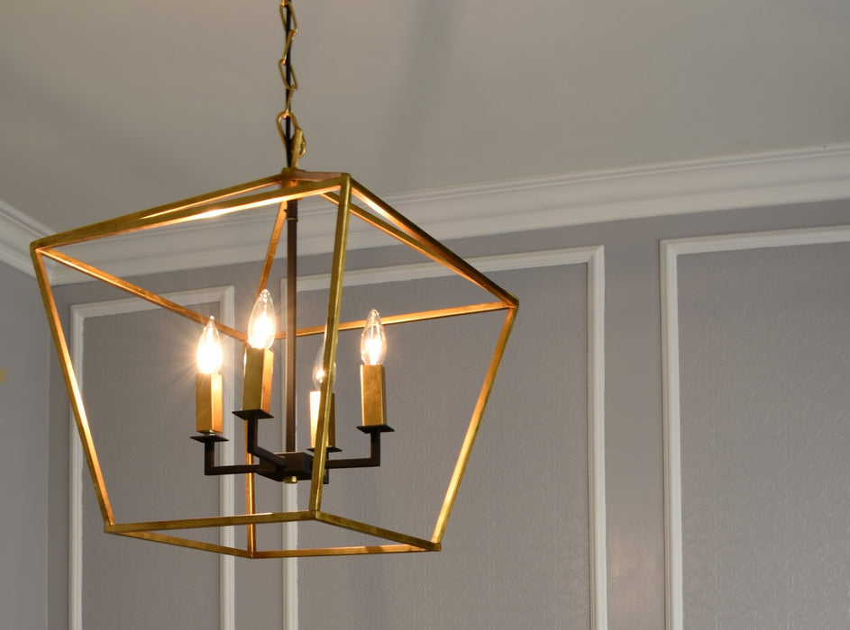 Maxim 25155GLTXB Four Light Chandelier, Gold Leaf / Textured Black