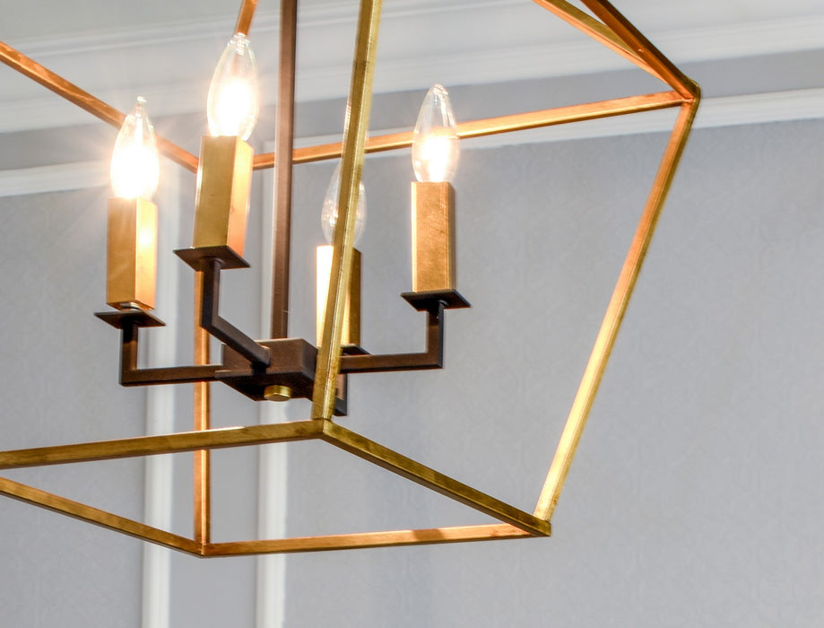 Maxim 25155GLTXB Four Light Chandelier, Gold Leaf / Textured Black