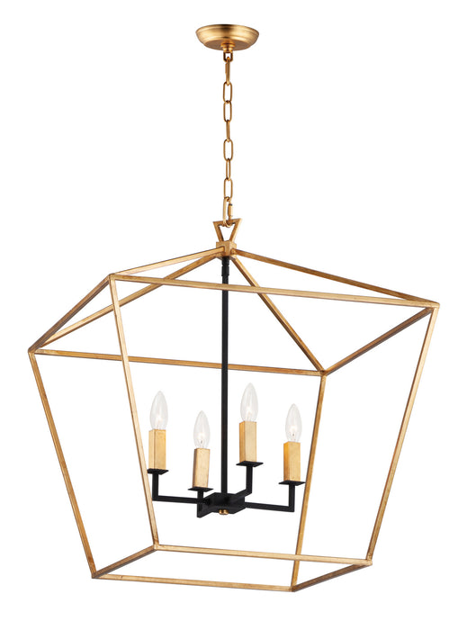 Maxim 25155GLTXB Four Light Chandelier, Gold Leaf / Textured Black