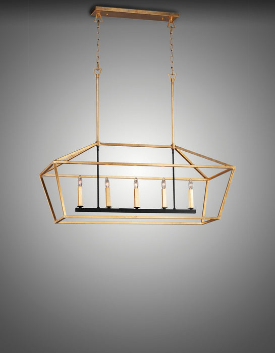 Maxim 25157GLTXB Five Light Linear Chandelier, Gold Leaf / Textured Black