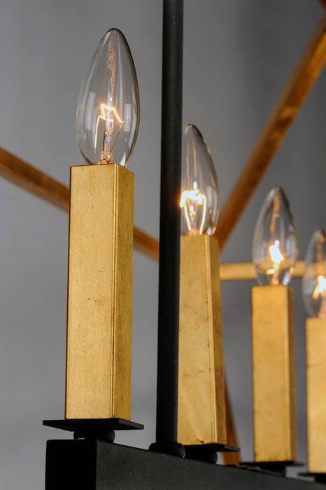Maxim 25157GLTXB Five Light Linear Chandelier, Gold Leaf / Textured Black
