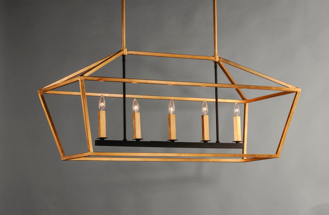 Maxim 25157GLTXB Five Light Linear Chandelier, Gold Leaf / Textured Black