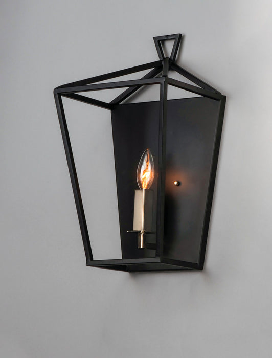 Maxim 25159TXBPN One Light Wall Sconce, Textured Black / Polished Nickel