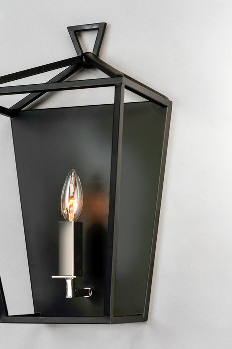Maxim 25159TXBPN One Light Wall Sconce, Textured Black / Polished Nickel