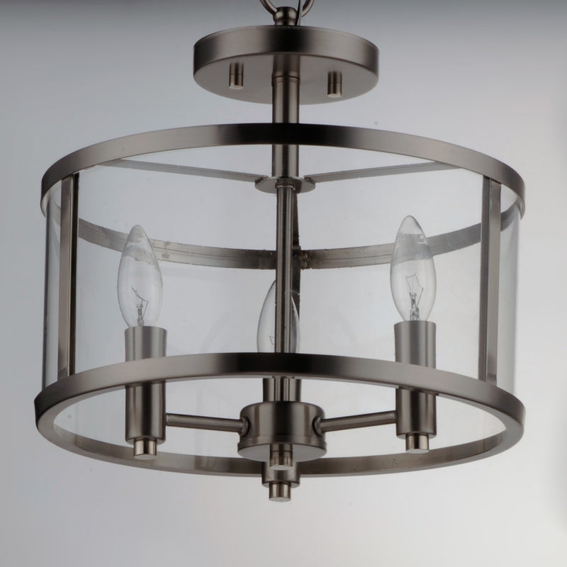 Maxim 25250CLSN Three Light Semi Flush Mount, Satin Nickel