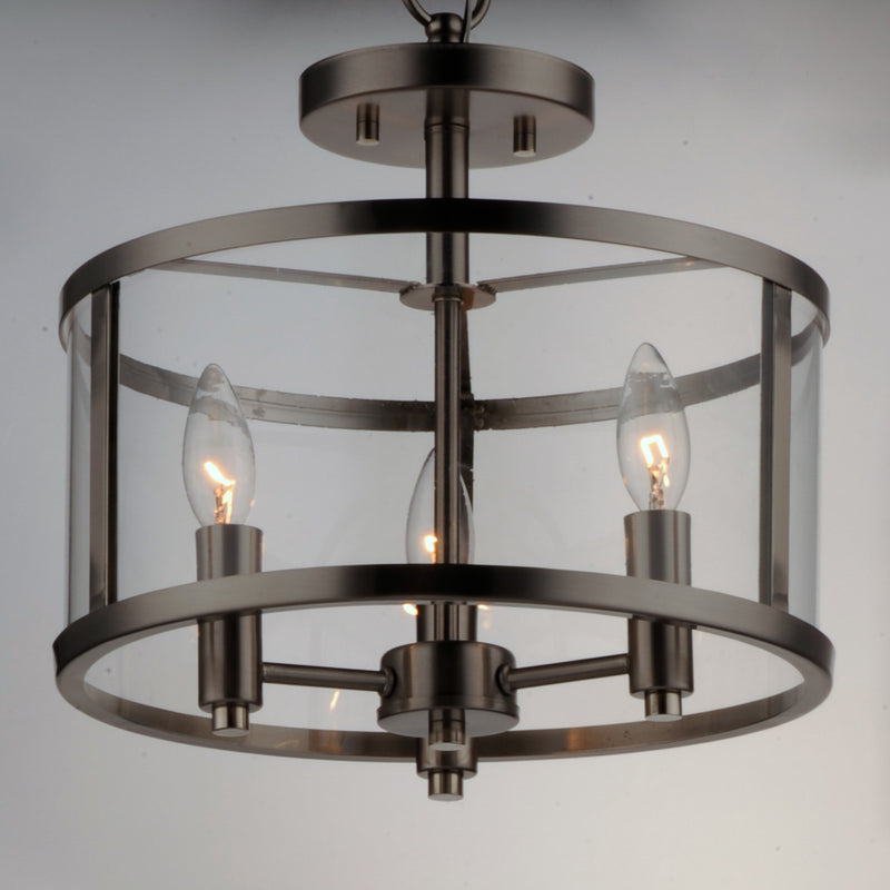 Maxim 25250CLSN Three Light Semi Flush Mount, Satin Nickel