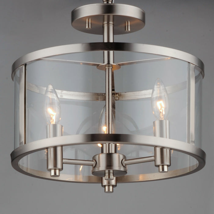 Maxim 25250CLSN Three Light Semi Flush Mount, Satin Nickel