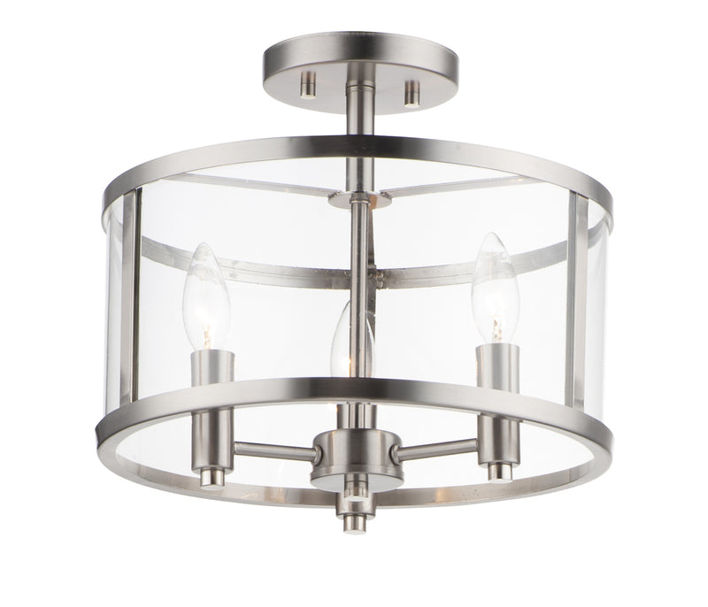 Maxim 25250CLSN Three Light Semi Flush Mount, Satin Nickel