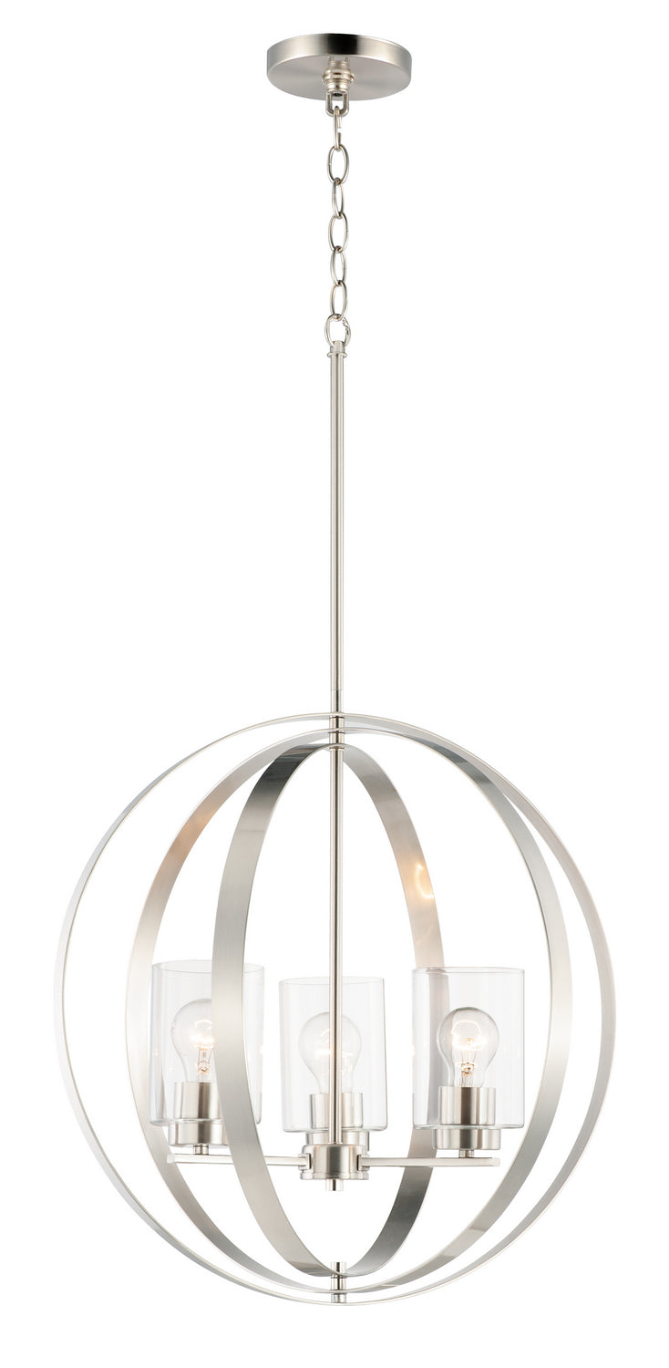 Maxim 25254CLSN Three Light Pendant, Satin Nickel
