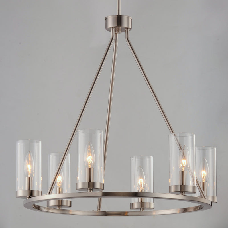 Maxim 25255CLSN Six Light Chandelier, Satin Nickel