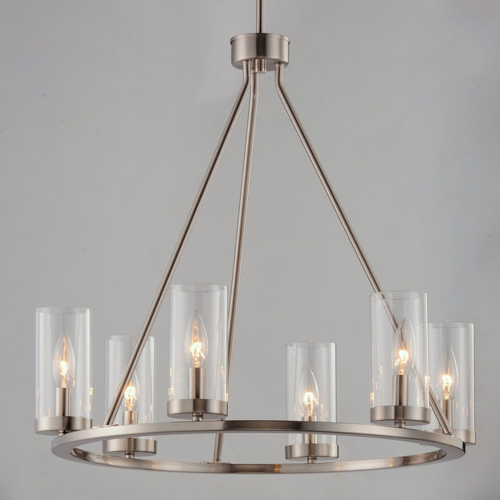 Maxim 25255CLSN Six Light Chandelier, Satin Nickel