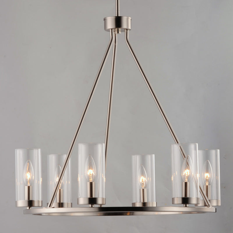 Maxim 25255CLSN Six Light Chandelier, Satin Nickel