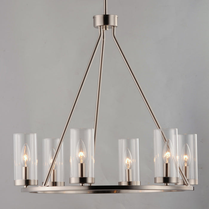 Maxim 25255CLSN Six Light Chandelier, Satin Nickel