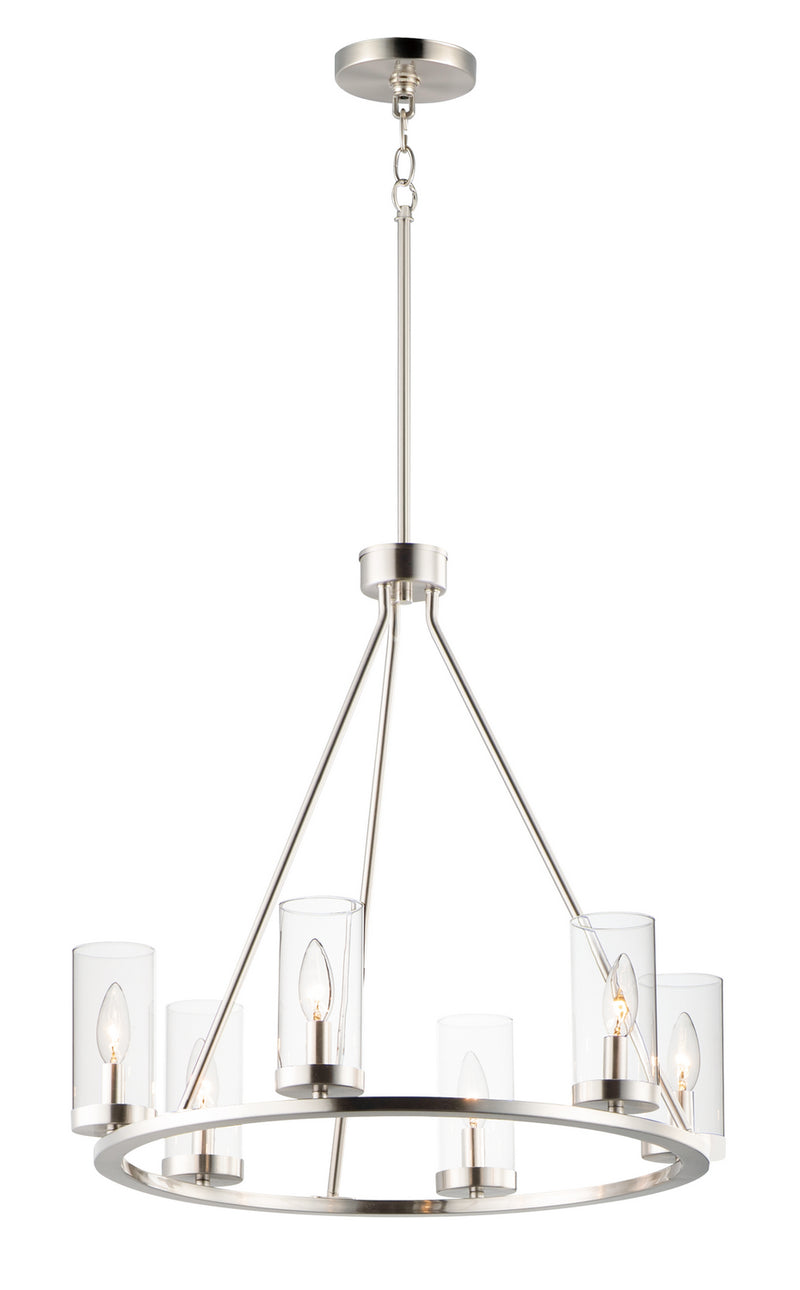 Maxim 25255CLSN Six Light Chandelier, Satin Nickel