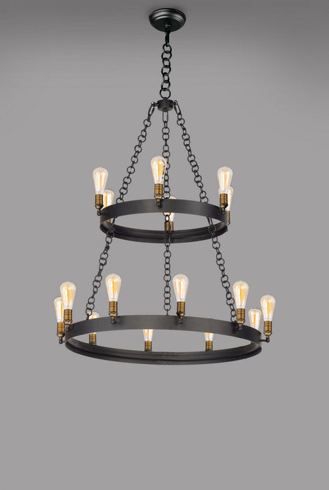 Maxim 26277BKNAB 16 Light Chandelier, Black / Natural Aged Brass