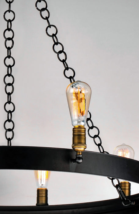 Maxim 26277BKNAB 16 Light Chandelier, Black / Natural Aged Brass