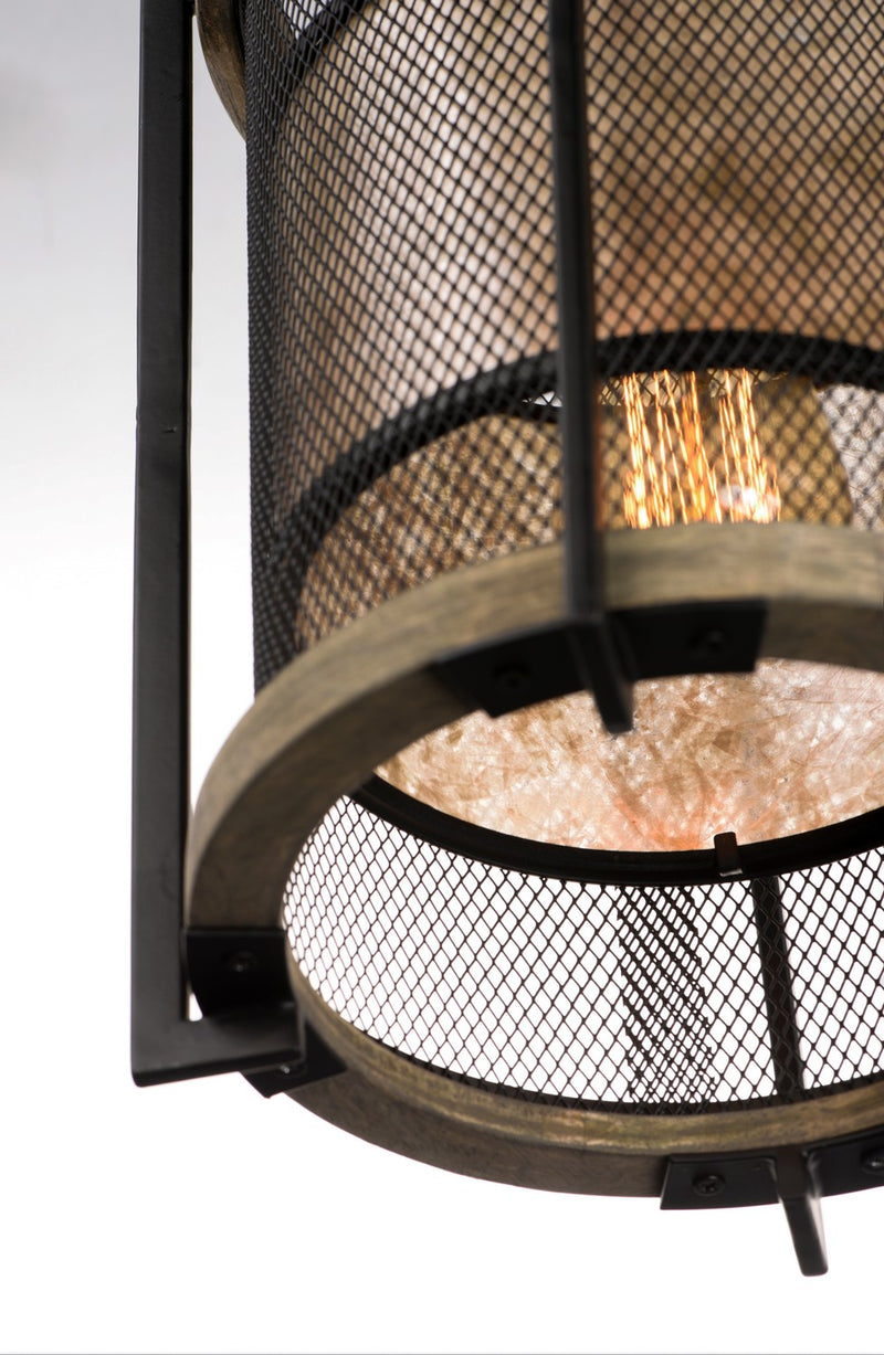 Maxim 27563BKBWAB One Light Pendant, Black / Barn Wood / Antique Brass