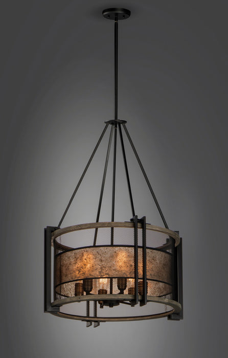 Maxim 27565BKBWAB Six Light Chandelier, Black / Barn Wood / Antique Brass