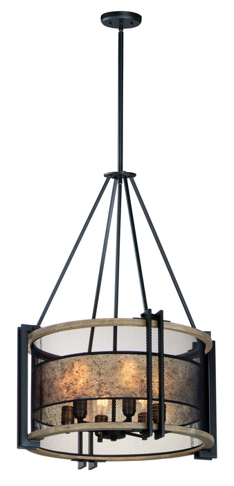 Maxim 27565BKBWAB Six Light Chandelier, Black / Barn Wood / Antique Brass