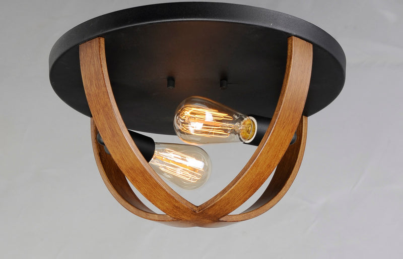 Maxim 27570APBK Two Light Flush Mount, Antique Pecan / Black