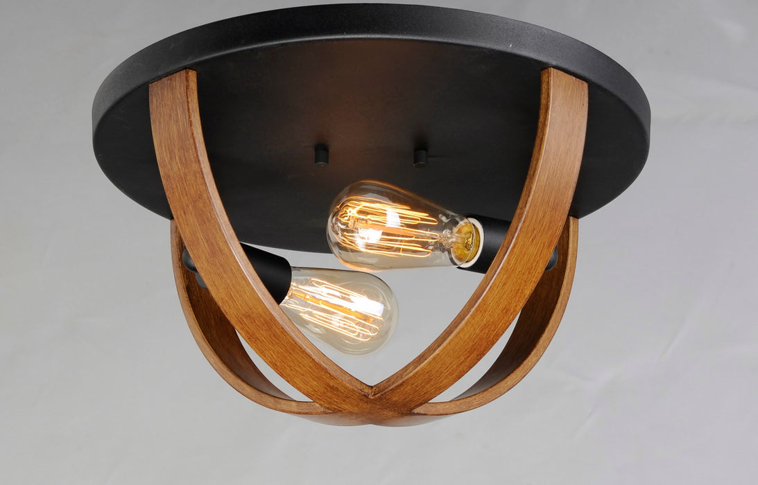 Maxim 27570APBK Two Light Flush Mount, Antique Pecan / Black