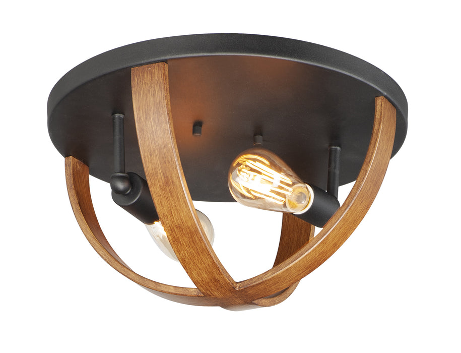 Maxim 27570APBK Two Light Flush Mount, Antique Pecan / Black